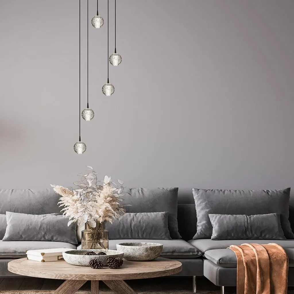 Straluma Hanglamp Bubbles 5L rond zwart/helder dtw> Hanglampen|Eettafellampen