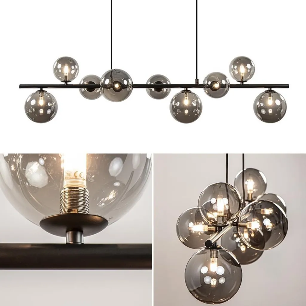 Straluma Hanglamp Calcio 9l zwart + smoke glas> Hanglampen|Eettafellampen