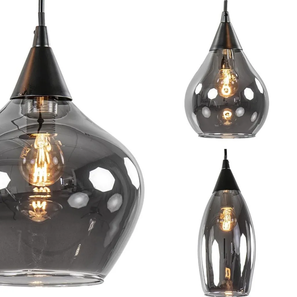 Straluma Hanglamp Cambio 8L zwart + smoke glas> Eettafellampen|Keukenverlichting