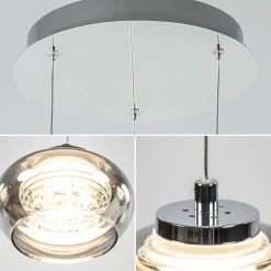 Straluma Hanglamp chroom/smoke glas 3-lichts></noscript> Hanglampen|Eettafellampen