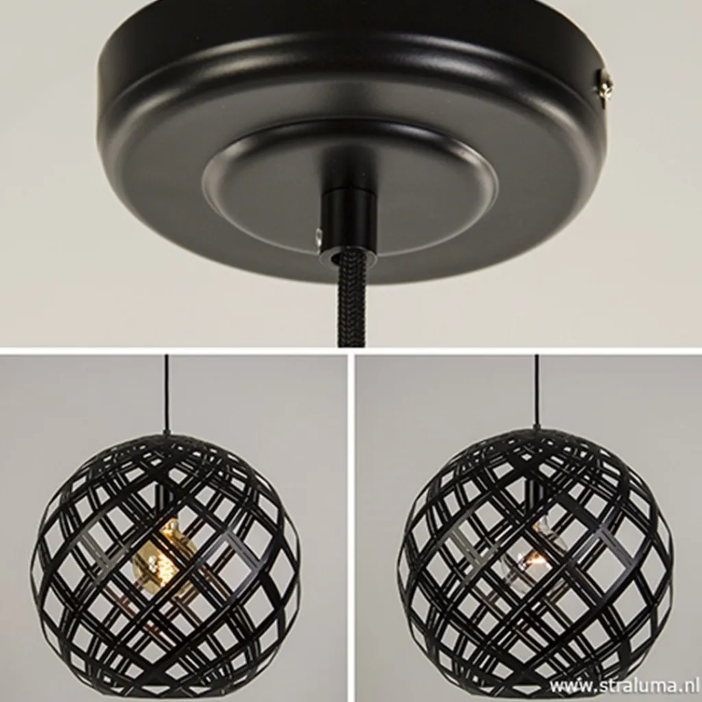 Straluma Hanglamp Emma bol zwart 50cm> Eettafellampen|Woonkamerlampen