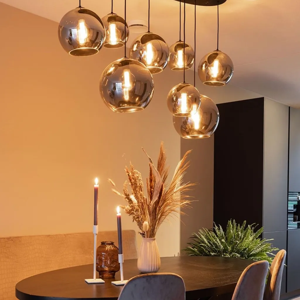 Straluma Hanglamp Fantasy Globe 8L zwart+smoke> Eettafellampen|Keukenverlichting