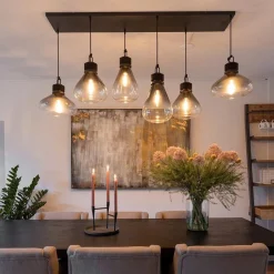 Straluma Hanglamp Flere 6L zwart smoke/clear glas></noscript> Eettafellampen|Pendel Lampen