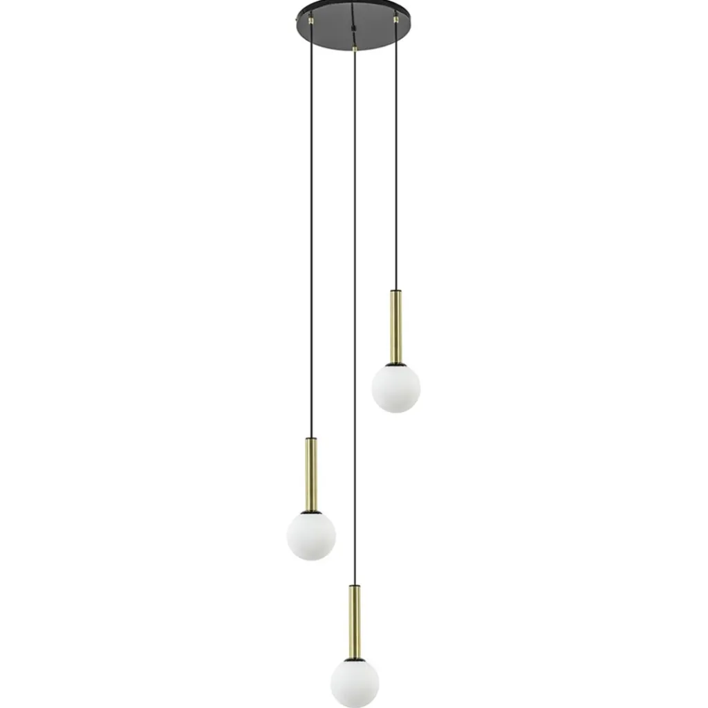 Straluma Hanglamp Globe 3L rond zwart/goud/wit> Eettafellampen|Keukenverlichting