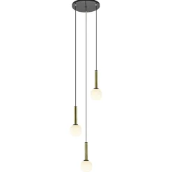 Straluma Hanglamp Globe 3L rond zwart/goud/wit> Eettafellampen|Keukenverlichting