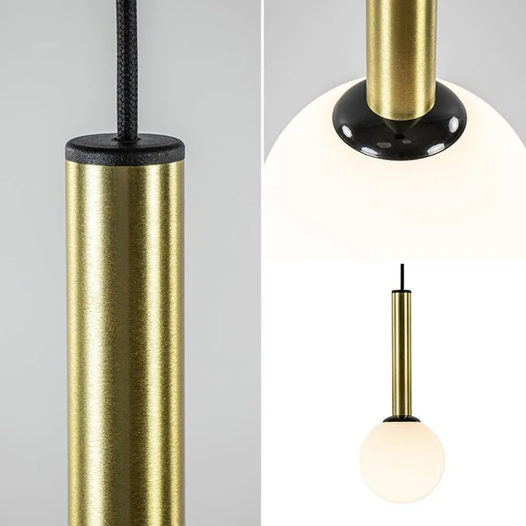 Straluma Hanglamp Globe 3L rond zwart/goud/wit> Eettafellampen|Keukenverlichting