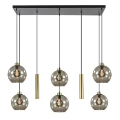 Straluma Hanglamp Globe 8L 6x glas/2xbuis goud> Eettafellampen|Pendel Lampen