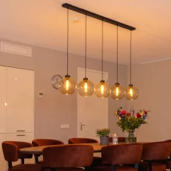 Straluma Hanglamp 5L balk + smoke glas 160cm></noscript> Eettafellampen|Pendel Lampen