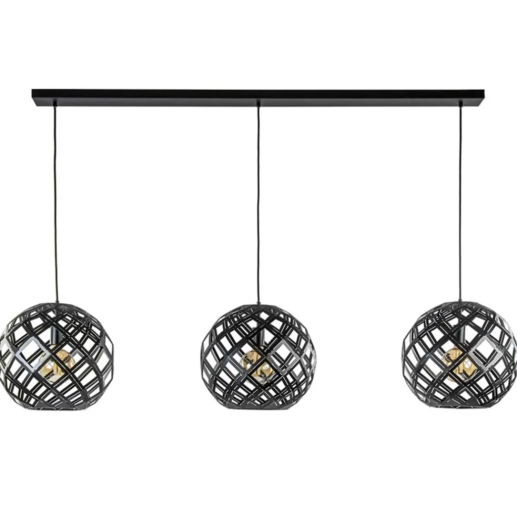 Straluma Hanglamp 3L balk bol zwart industrieel> Eettafellampen|Keukenverlichting