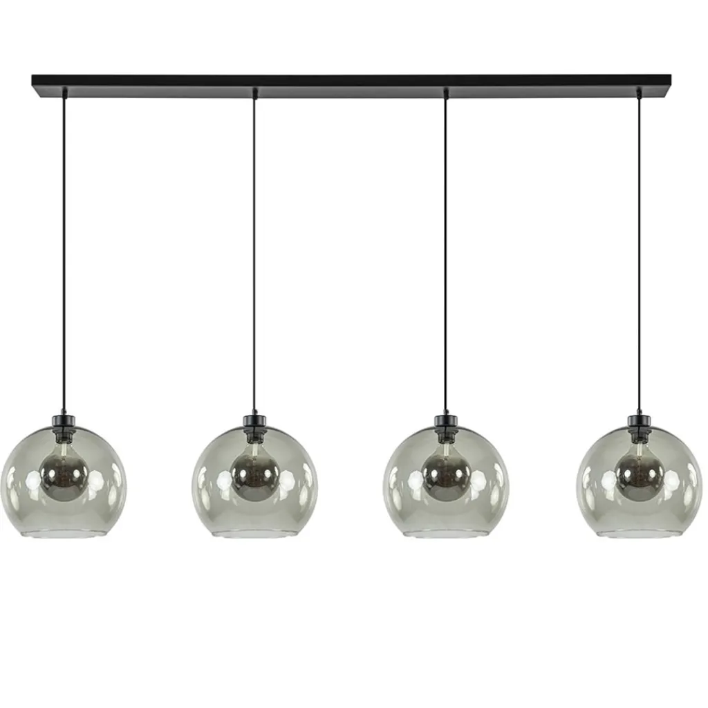 Straluma Hanglamp 4L balk zwart + smoke glas 30cm> Eettafellampen|Keukenverlichting