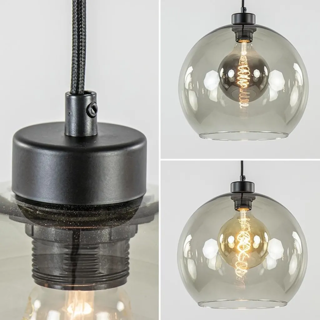 Straluma Hanglamp 4L balk zwart + smoke glas 30cm> Eettafellampen|Keukenverlichting