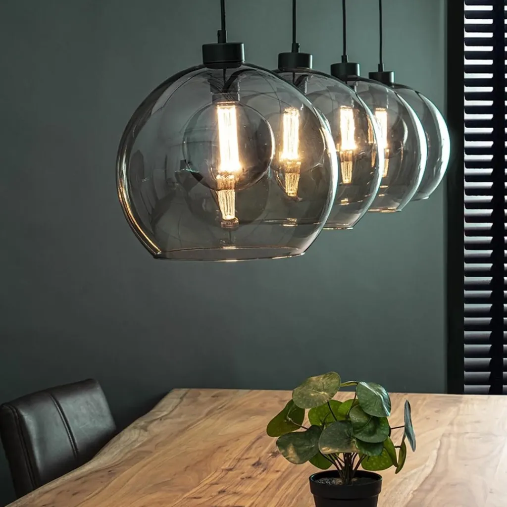 Straluma Hanglamp 4L balk zwart + smoke glas 30cm> Eettafellampen|Keukenverlichting