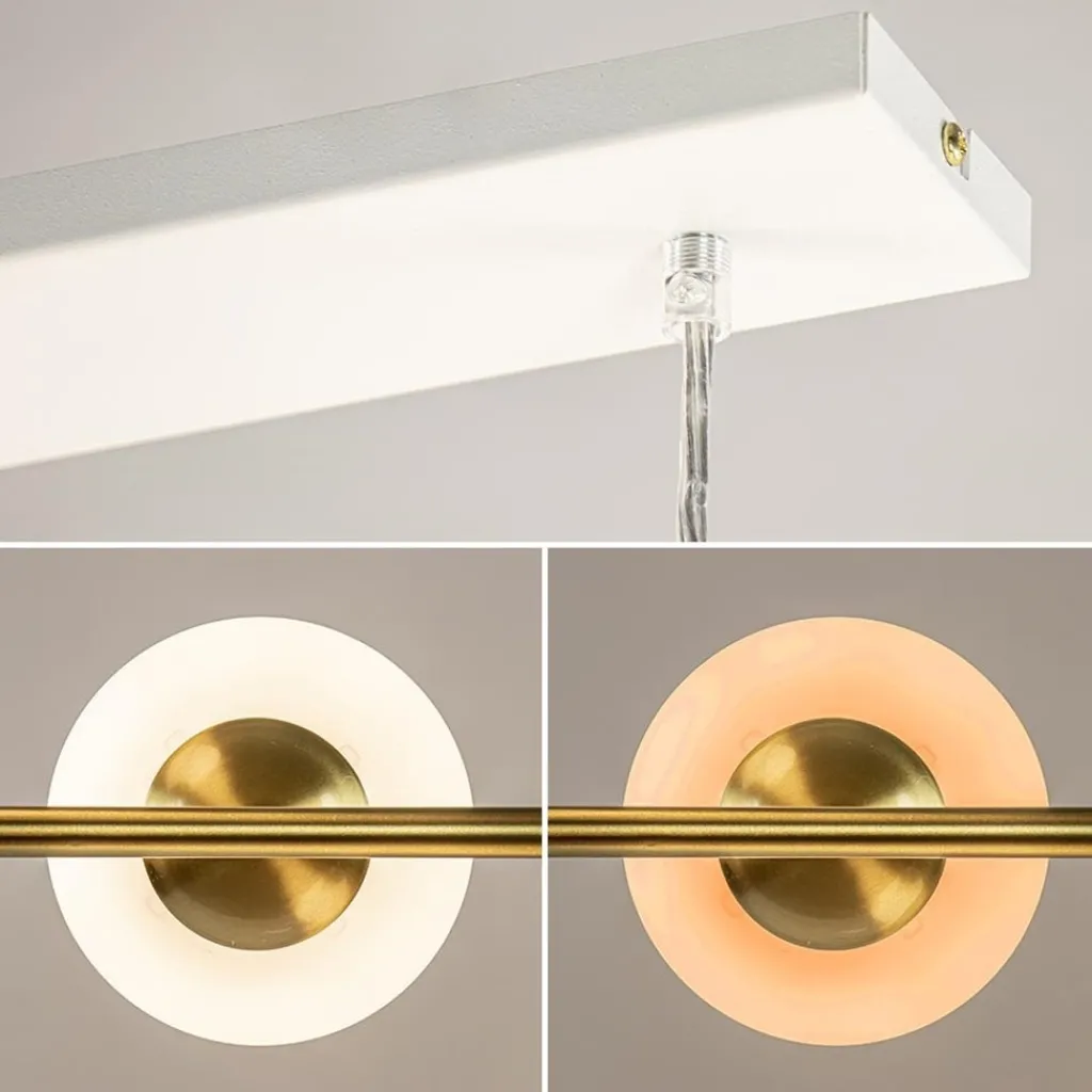 Straluma Hanglamp 6L brass met opaal bolglas> Eettafellampen|Keukenverlichting