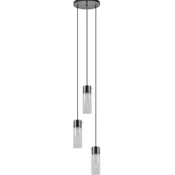 Straluma Hanglamp 3L rond zwart met cilinder glas> Eettafellampen|Pendel Lampen