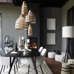 Straluma Hanglamp Latika smal zeegras naturel met zwart></noscript> Light and Living|Woonkamerlampen