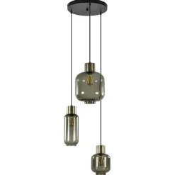 Straluma Hanglamp Lett 3L rond zw/brons smoke mix> Videverlichting|Pendel Lampen
