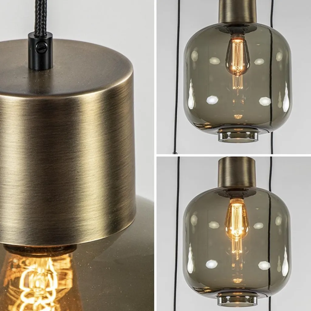 Straluma Hanglamp Lett 3L rond zw/brons smoke mix> Videverlichting|Pendel Lampen