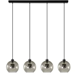 Straluma Hanglamp 4-lichts balk zwart + smoke glas 25cm> Eettafellampen|Pendel Lampen