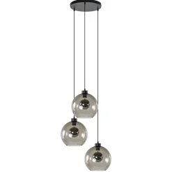 Straluma Hanglamp 3-lichts rond glas smoke 25 cm> Eettafellampen|Pendel Lampen