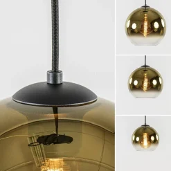 Straluma Hanglamp 3-lichts rond zwart met goud gradient glas><noscript><img width=