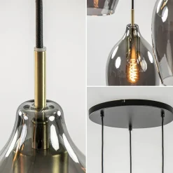 Straluma Hanglamp Lukaro 3-L antiek brons + smoke glas><noscript><img width=
