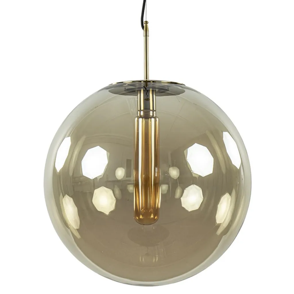 Straluma Hanglamp Medina 48cm messing + amber glas> Light and Living|Keukenverlichting