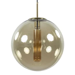 Straluma Hanglamp Medina satin gold/amber glas 40cm> Light and Living|Slaapkamerlampen