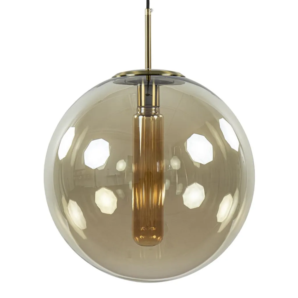 Straluma Hanglamp Medina satin gold/amber glas 40cm> Light and Living|Slaapkamerlampen