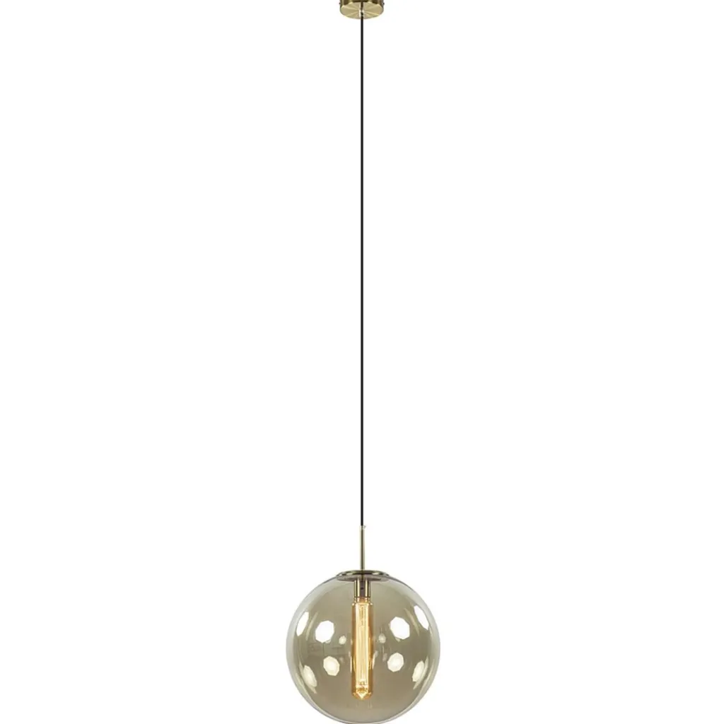 Straluma Hanglamp Medina satin gold/amber glas 40cm> Light and Living|Slaapkamerlampen