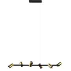 Straluma Hanglamp met spots 6-lichts zwart/goud> Eettafellampen|Kantoorverlichting