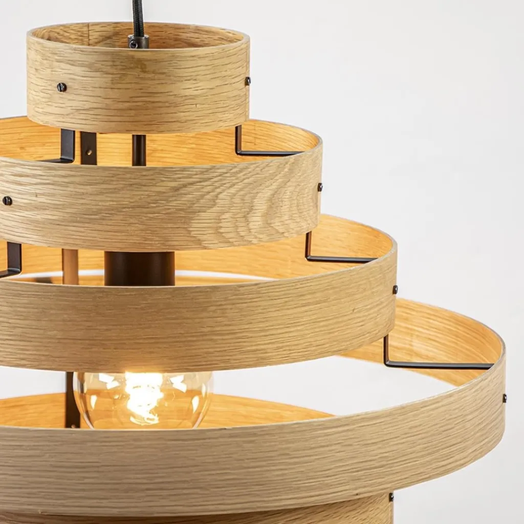 Straluma Hanglamp Oaknut hout 7 ringen> Eettafellampen|Eetkamerverlichting