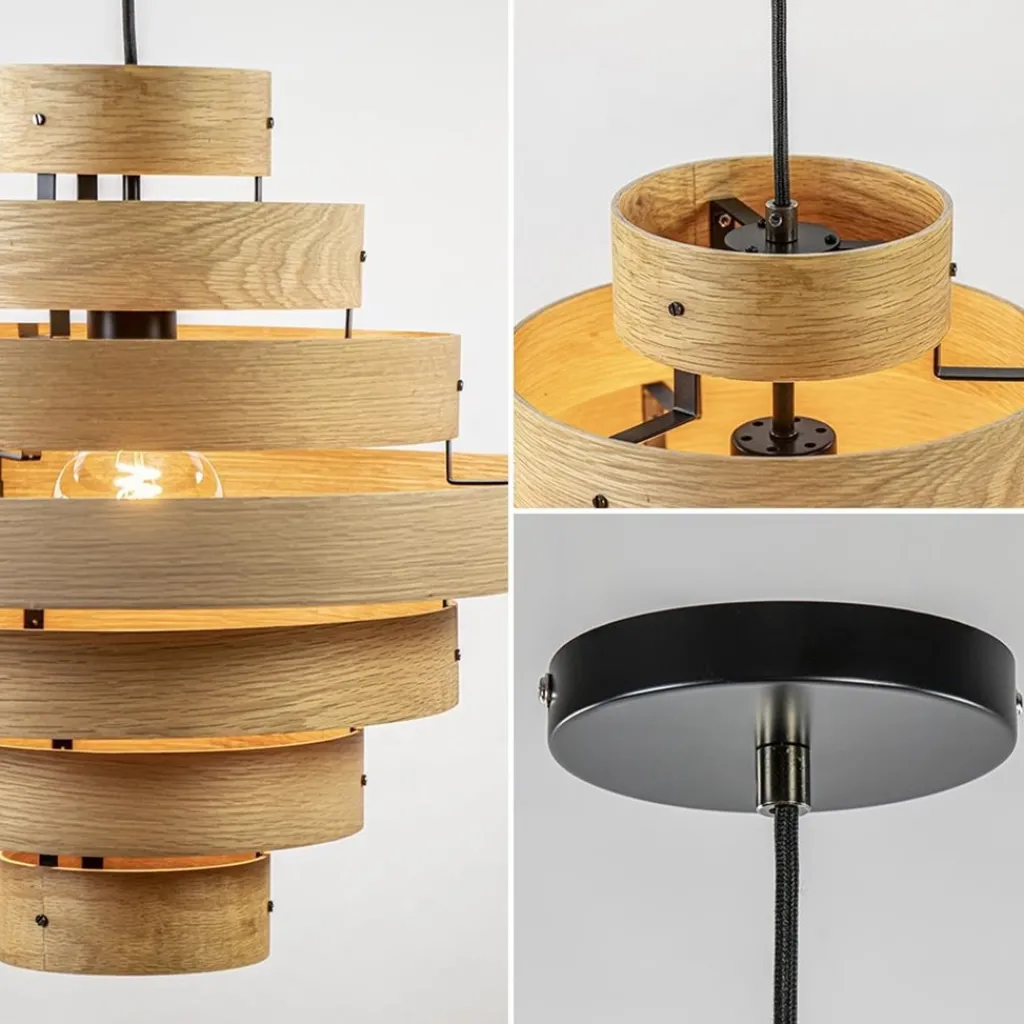 Straluma Hanglamp Oaknut hout 7 ringen> Eettafellampen|Eetkamerverlichting