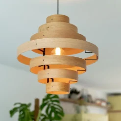 Straluma Hanglamp Oaknut hout 7 ringen><noscript><img width=