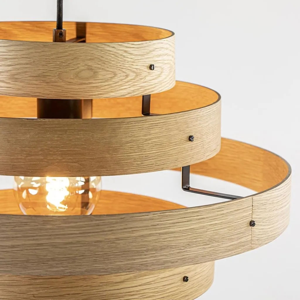 Straluma Hanglamp Oaknut hout 5 ringen> Eettafellampen|Eetkamerverlichting