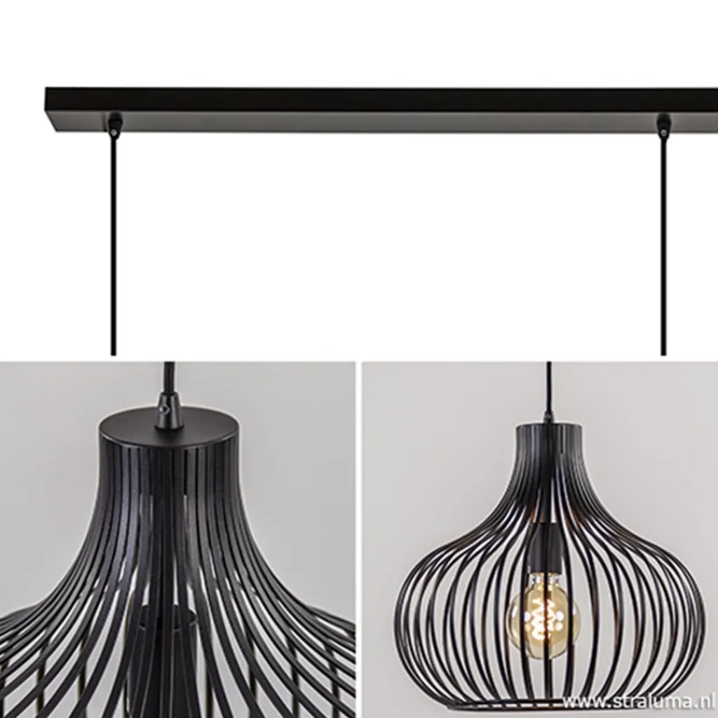 Straluma Hanglamp Onion 3L draad zwart> Eettafellampen|Draadlampen