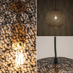 Straluma Hanglamp Oronero bol zwart/goud 50cm></noscript> Eettafellampen|Keukenverlichting