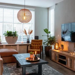 Straluma Hanglamp Oronero bol zwart/goud 50cm></noscript> Eettafellampen|Keukenverlichting