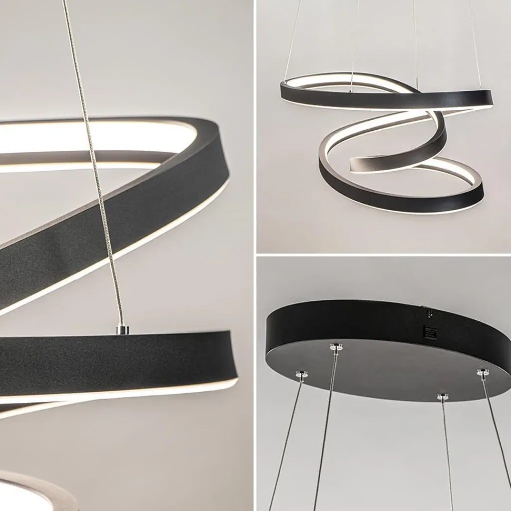 Straluma Hanglamp ovale ringen mat zwart> Hanglampen|Eettafellampen