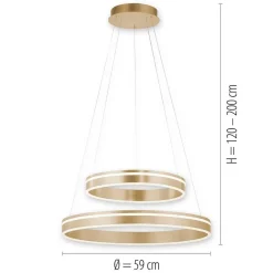 Straluma Hanglamp Q-Vito dubbele ring gold smart><noscript><img width=