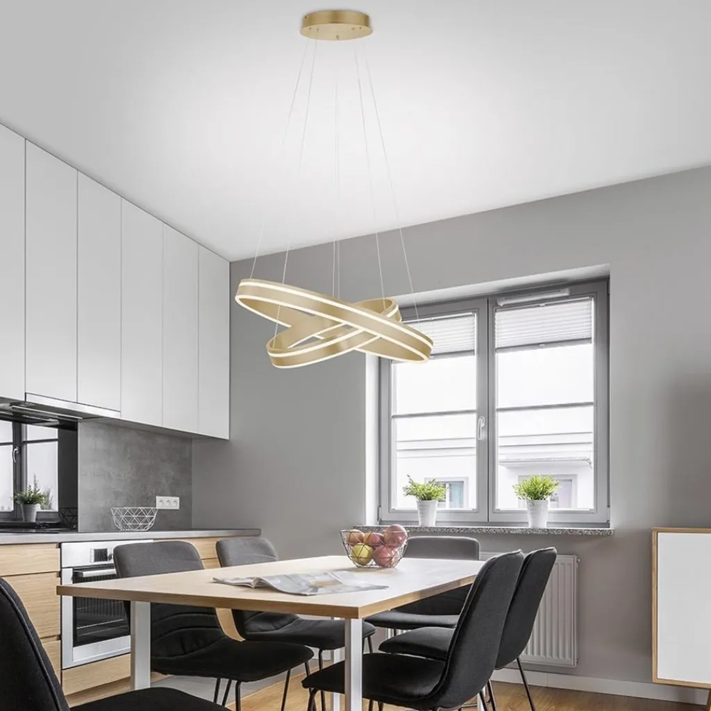 Straluma Hanglamp Q-Vito dubbele ring gold smart> Smart lampen|Hanglampen