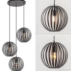 Straluma Hanglamp rond 3-lichts bollen zwart><noscript><img width=