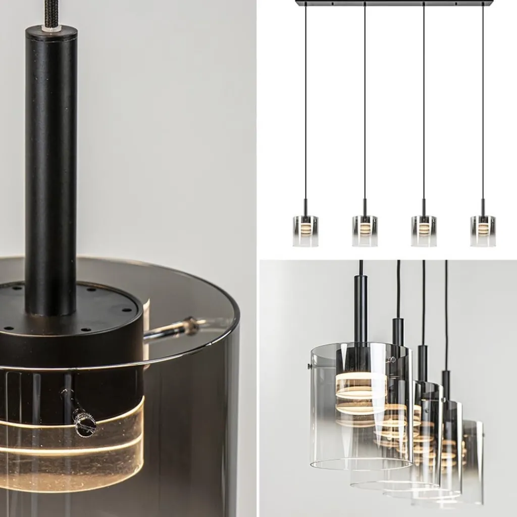 Straluma Hanglamp Salerno 4L zwart/gradient smoke> Hanglampen|Eettafellampen