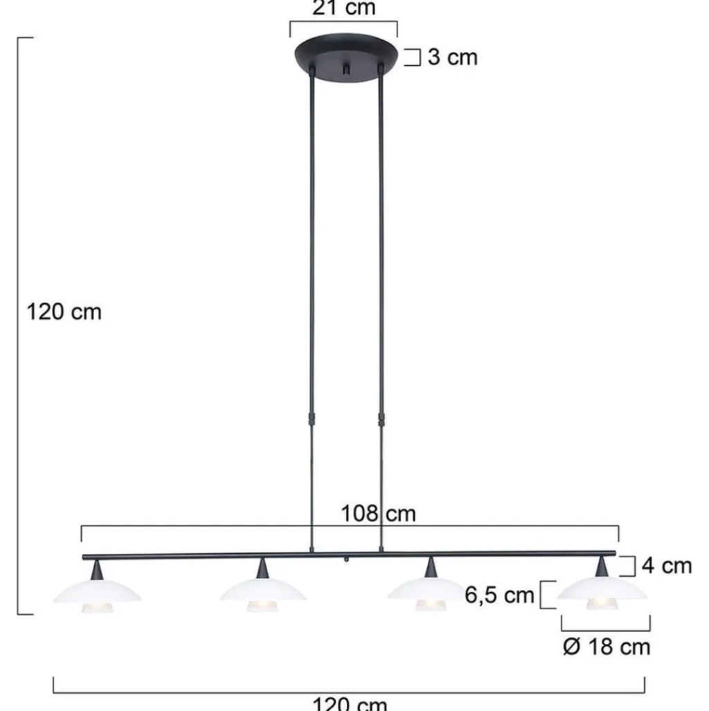 Straluma Hanglamp Sovereign 4l zwart met dimmer> Hanglampen|Eettafellampen