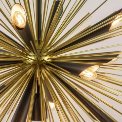 Straluma Hanglamp Springfield rond zwart/goud sprieten></noscript> Eettafellampen|Videverlichting