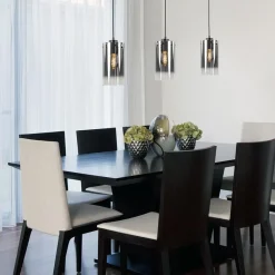Straluma Hanglamp Ventotto 3l zwart/smoke glas></noscript> Eettafellampen|Keukenverlichting