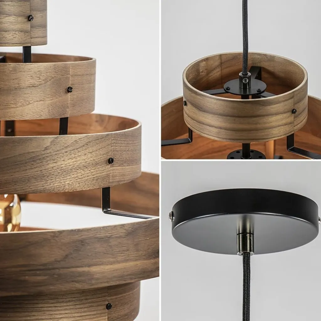 Straluma Hanglamp Walnut zwart / walnoot hout> Woonkamerlampen|Slaapkamerlampen