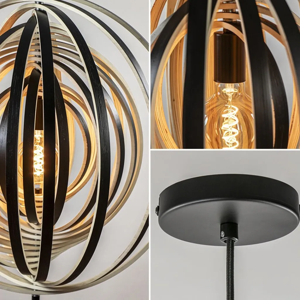 Straluma Hanglamp Woody 59 zwart/naturel hout> Hanglampen|Eettafellampen