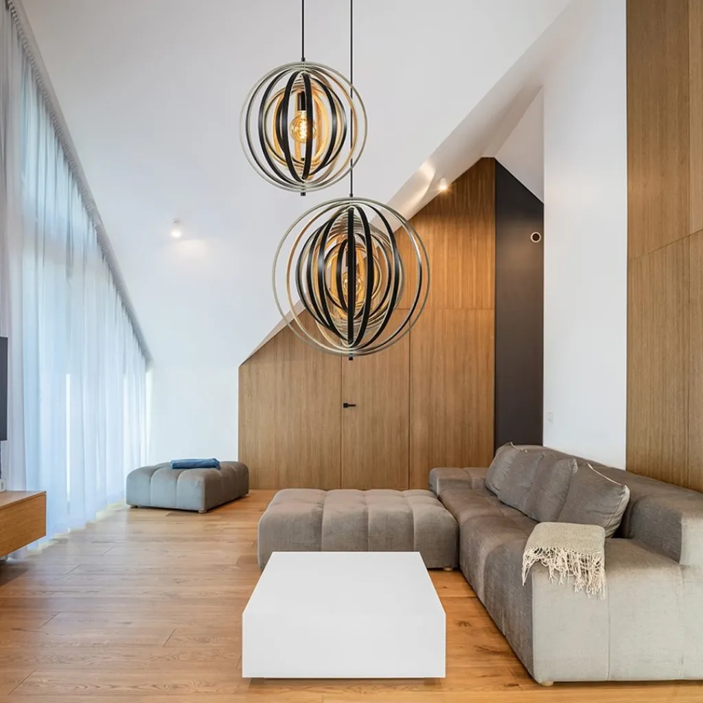 Straluma Hanglamp Woody 59 zwart/naturel hout> Hanglampen|Eettafellampen