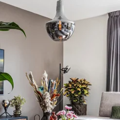 Straluma Hanglamp zwart met smoke glazen kap><noscript><img width=