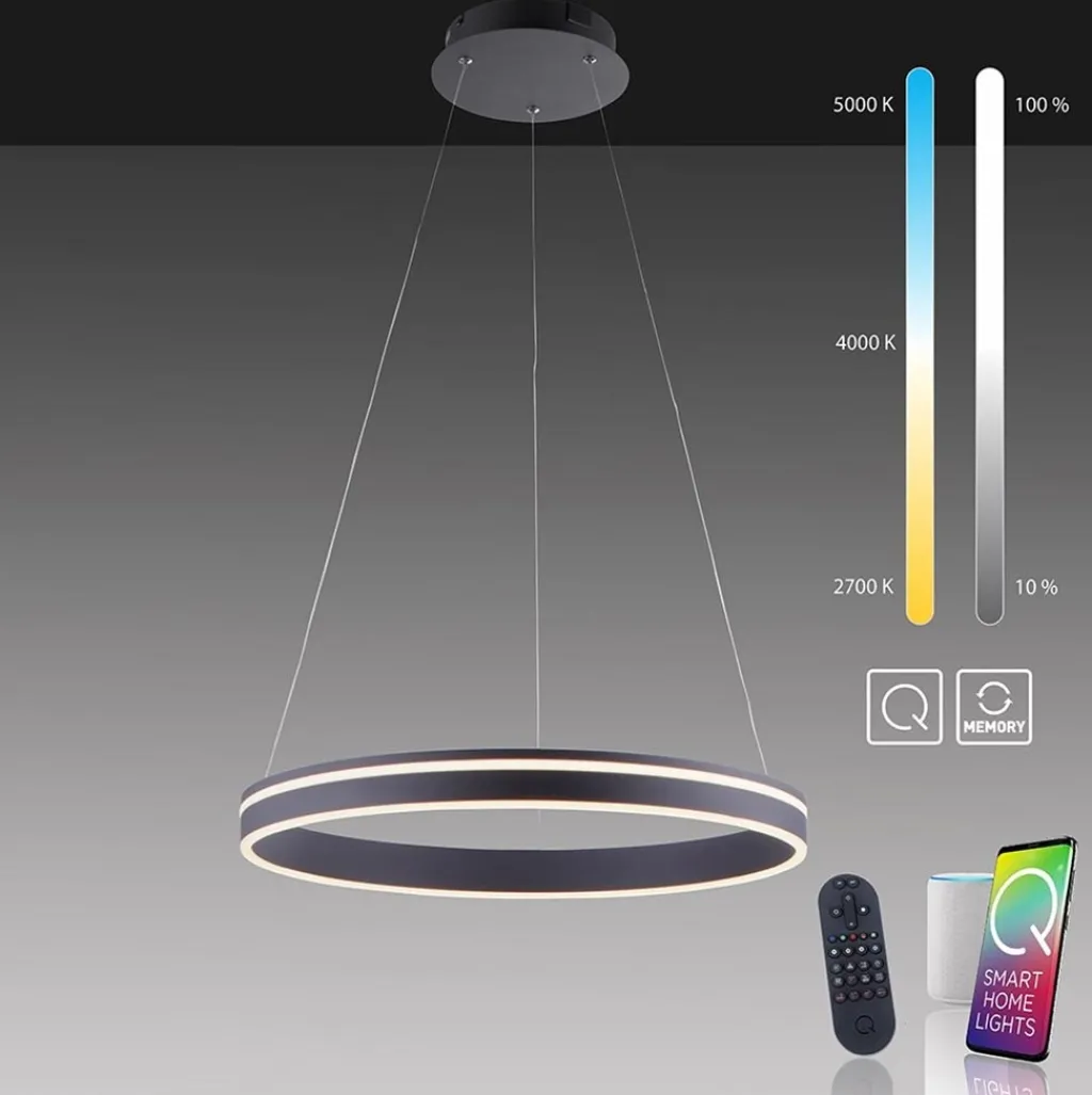 Straluma Hanglamp zwart ring 60cm + afst.bed.CCT> Hanglampen|Smart lampen